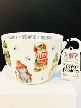 NEW Portobello By Design Bone China ‘Hello Winter'  Cat Holiday Coffee Tea Mug